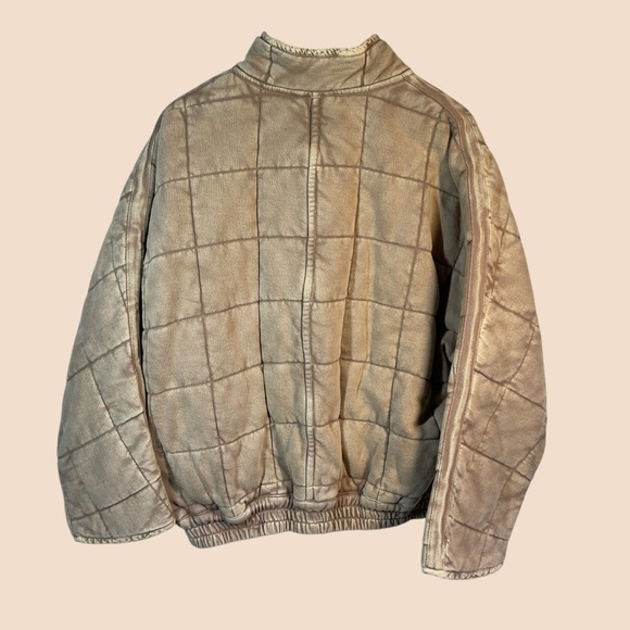 Free People Oversized Quilted Dolman Bomber Jacket Champagne Tan Large - Picture 11 of 16